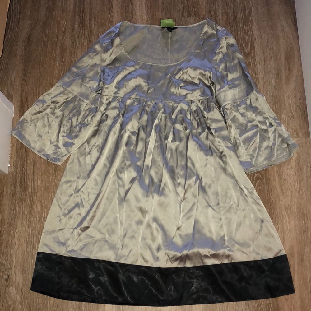 Silver Flowy Silk Dress